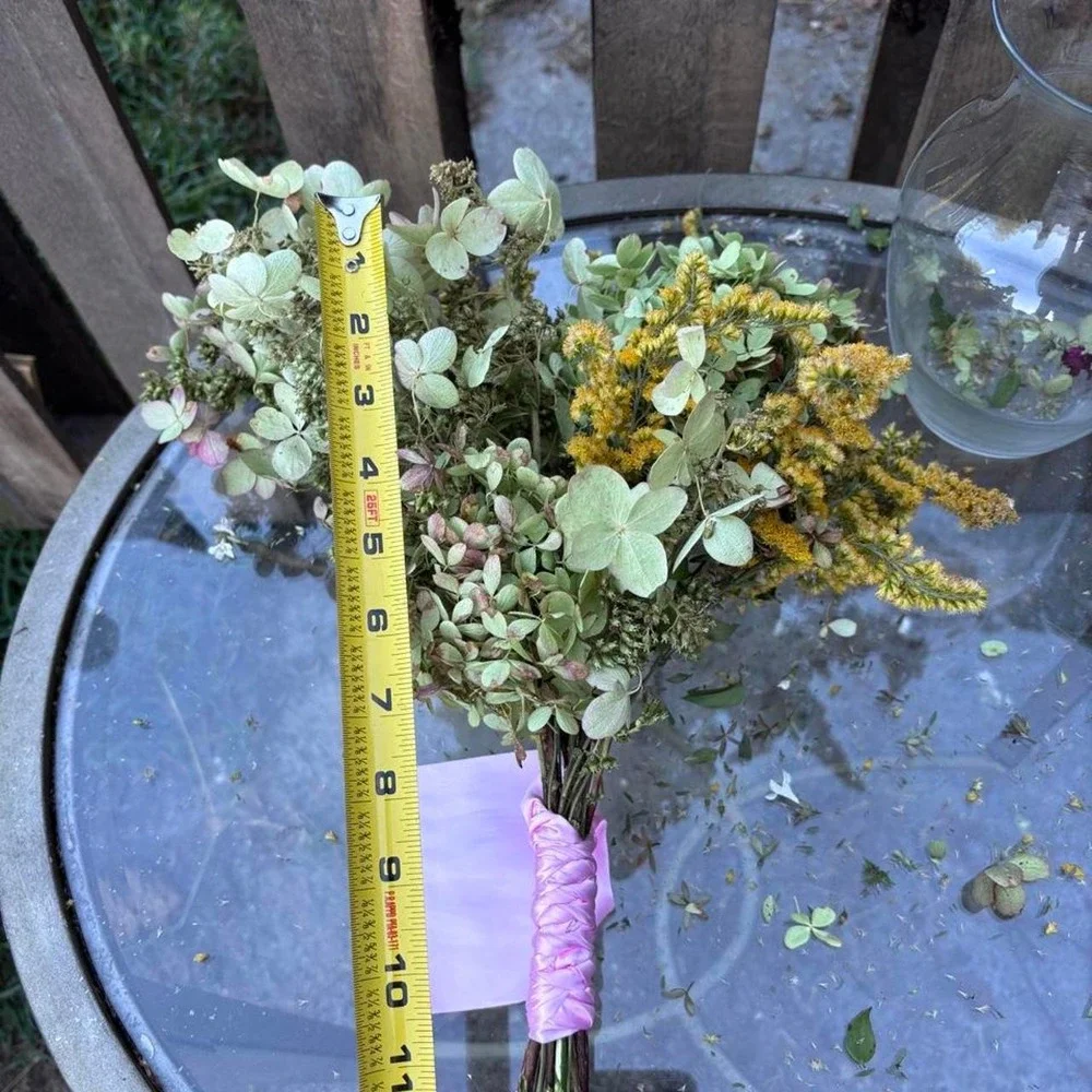 Preserved Goldenrod and Hydrangea Bouquet Real Dried Wildflower Farmhouse Decor